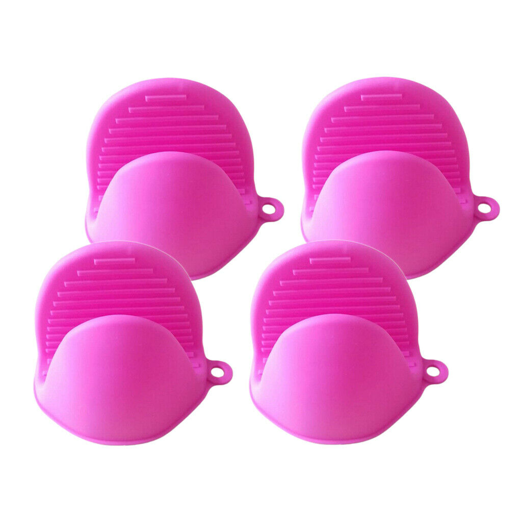 Rose Red Insulation Silicone Gloves Potholder Microwave Oven Mitt Hand Clips