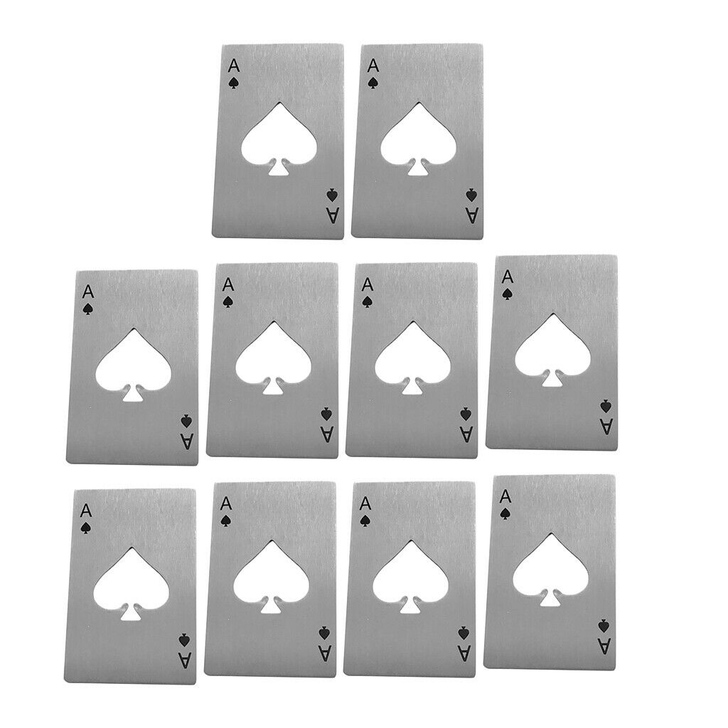 10 Pieces Lightweight Playing Card Ace of Spades Bar Beer Cover   Opener