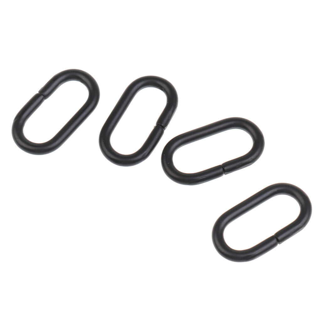 4 Pieces Black Stainless Steel Rings Nylon Watch Band Strap Belt Buckle 20mm