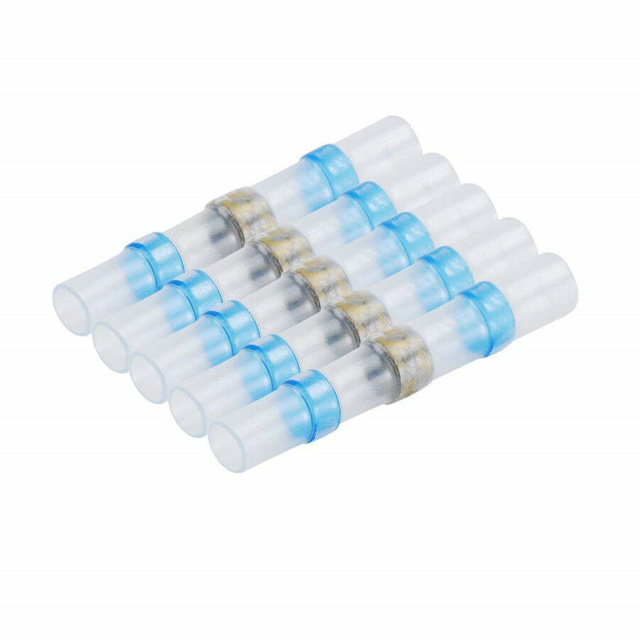 100X 16-14AWG Solder Sleeve Heat Shrink Tube Wire Terminal Connectors BLUE