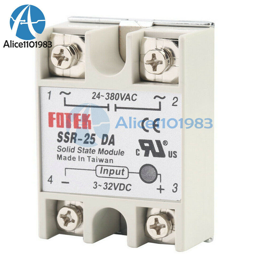 5PCS SSR-25DA 25A Solid State Relay PID Temperature Controller Output 24V-380V