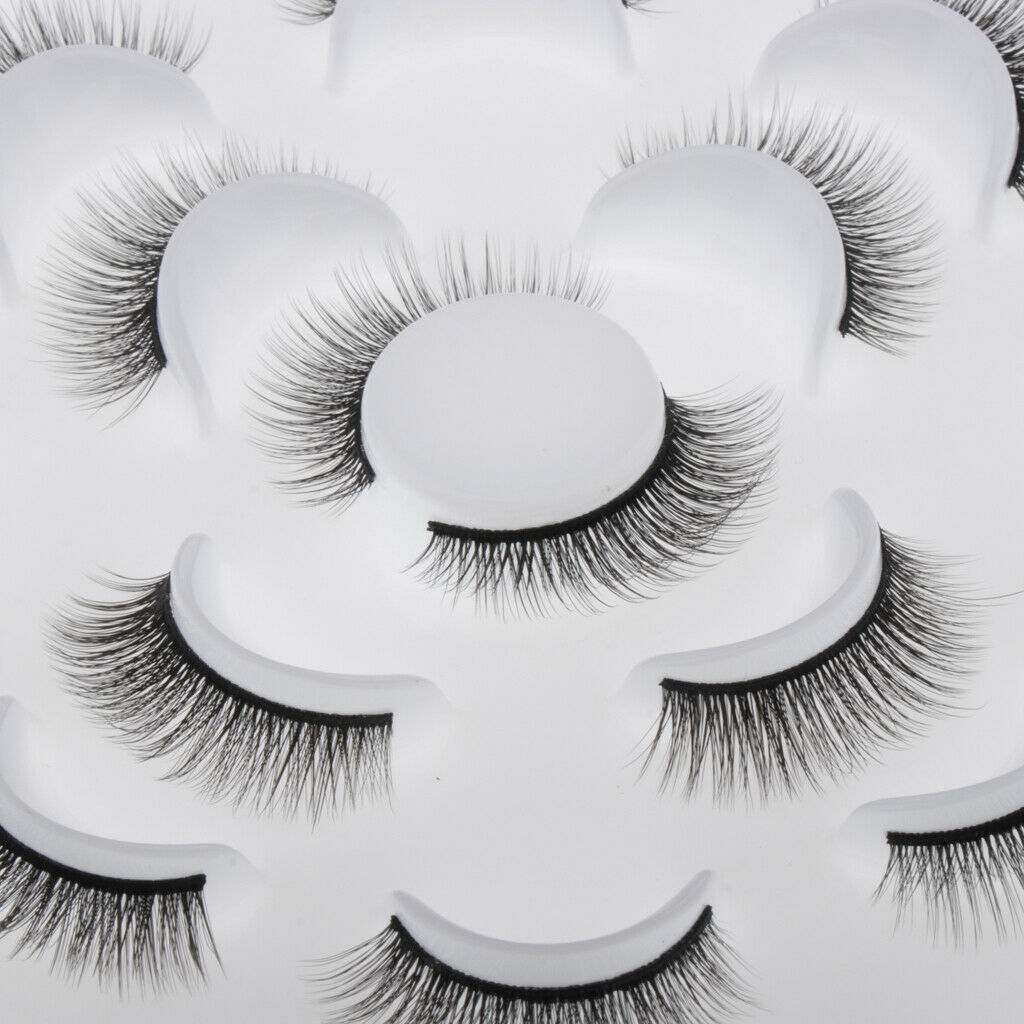 7 Pairs Natural Cross Eye Lashes Extension Makeup Long False Eyelashes 10mm