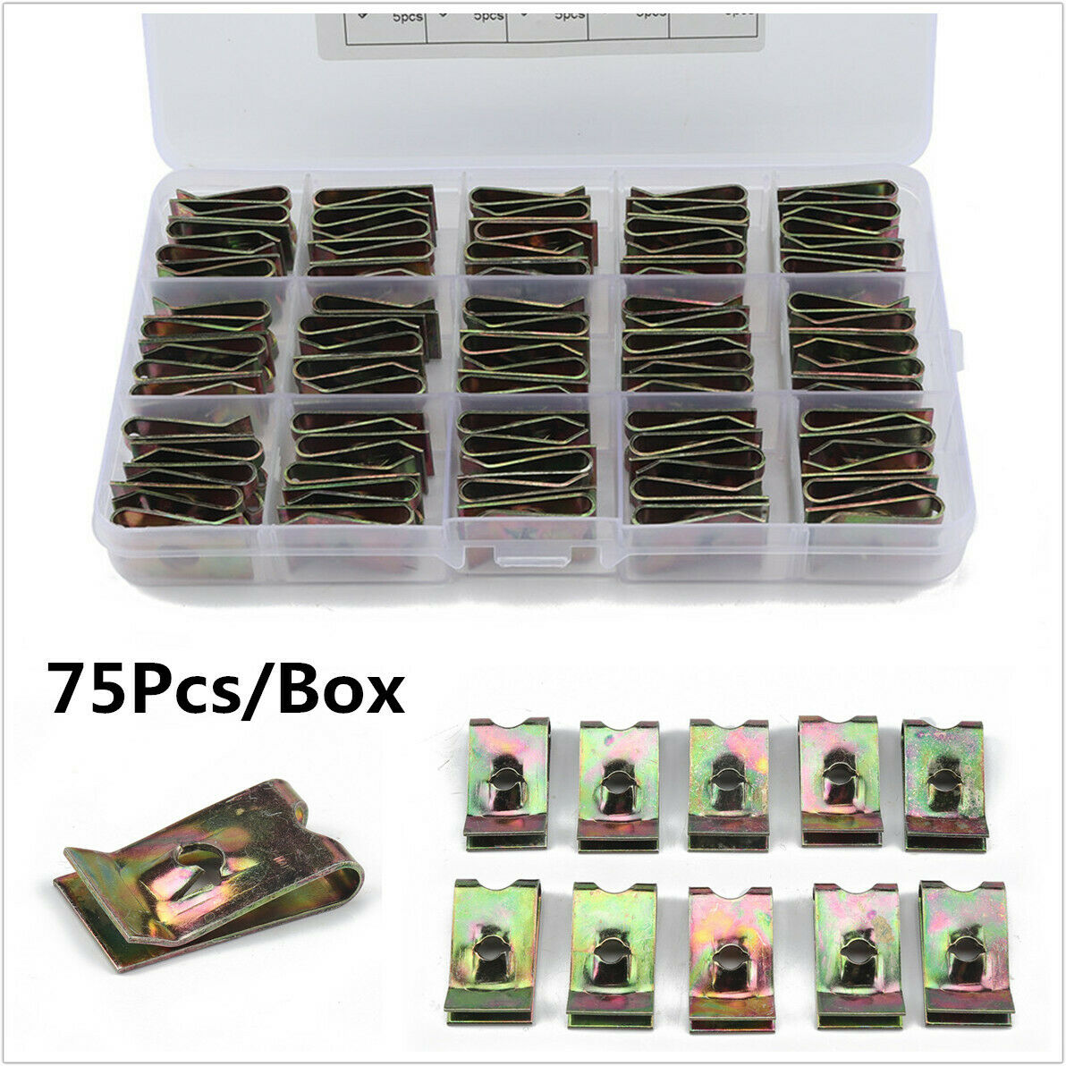 75Pcs Speed Fasteners U Nuts Car Interior Trim Panel Self Tapping Screw U Clips