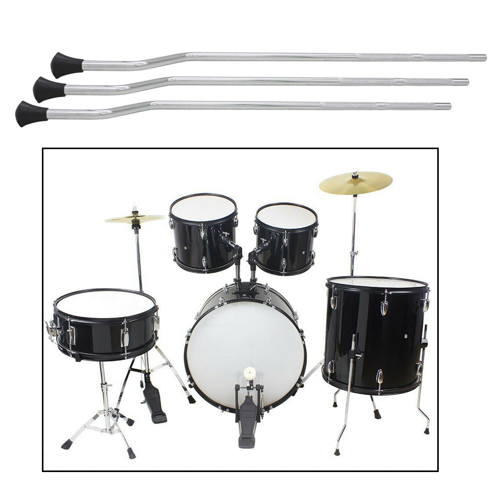 Heavy Duty Metal Tom Drum Legs Holder Rubber Feet Anti-Rust Parts Accs, with