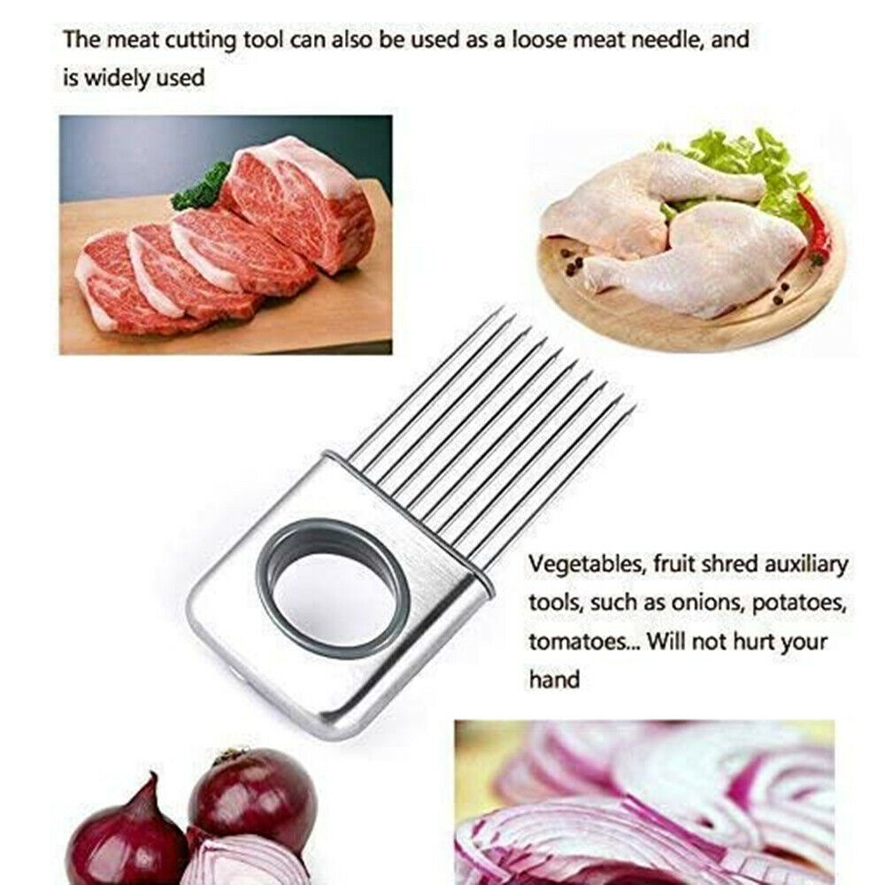 Stainless Steel Onion Needle Onion Fork Vegetables Fruit Slicer Cutting Tools