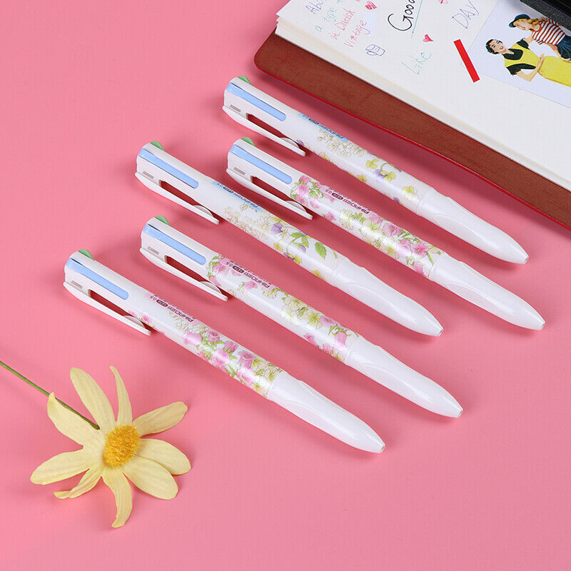 4 Colour retractable ballpoint pen black blue red green ink rubber gri.l8