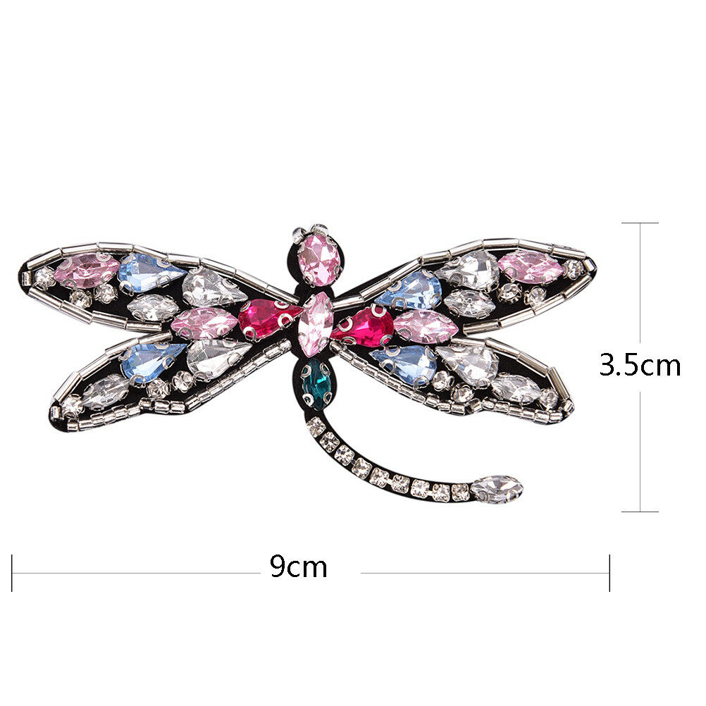 Sequined dragonfly Patch for Clothes Sewing on Rhinestone Beaded Applique.l8