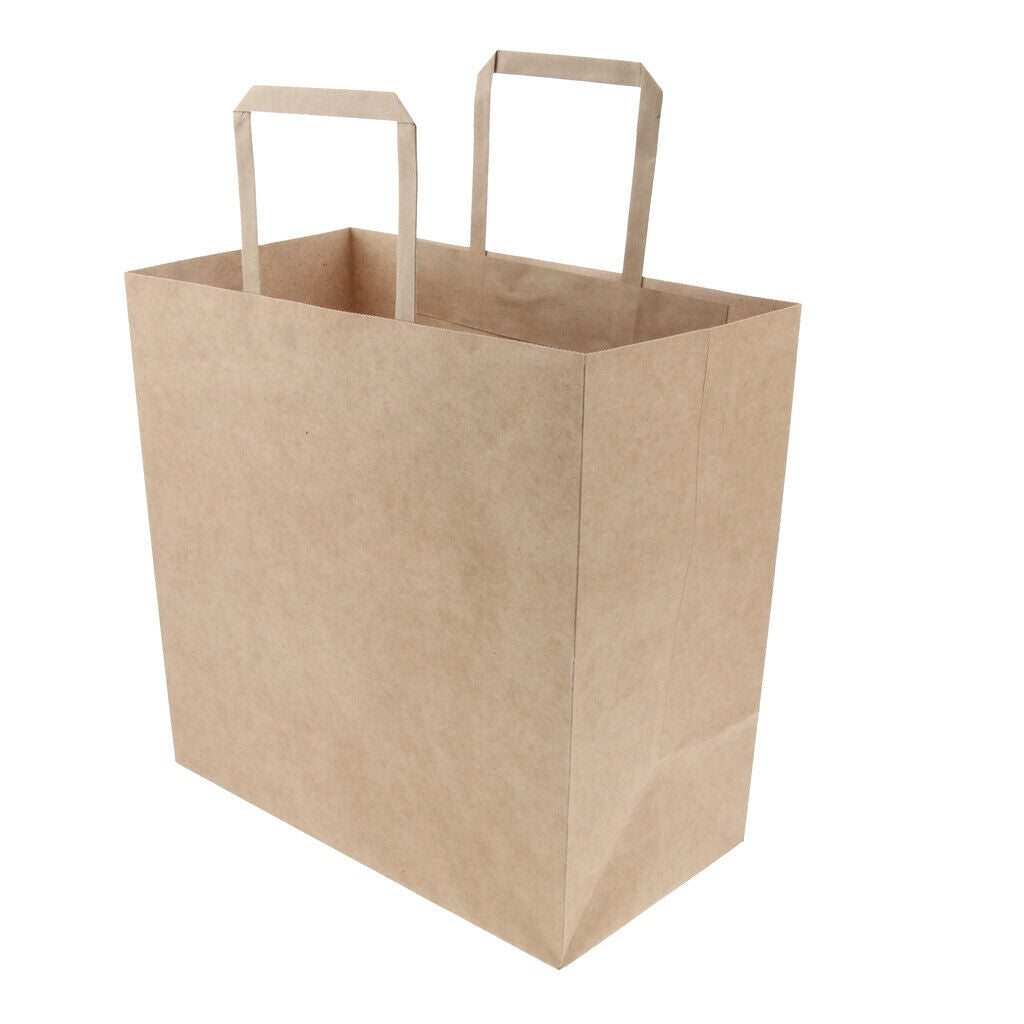 10 Brown Kraft Paper Bags Food Carrier Takeaway with Handles 280*150*280 mm