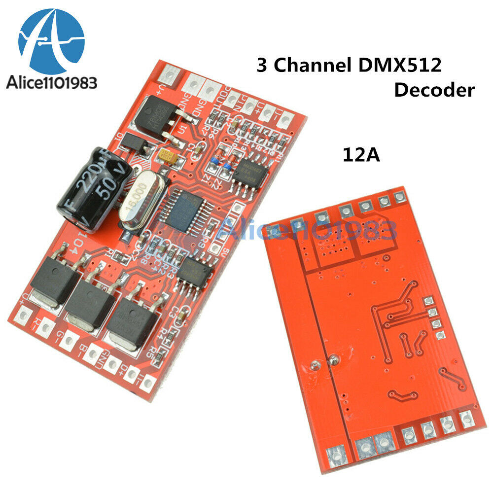 12A 144W 3 Channel DMX512 Decoder Board LED DJ RGB Stage Lighting Driver Module