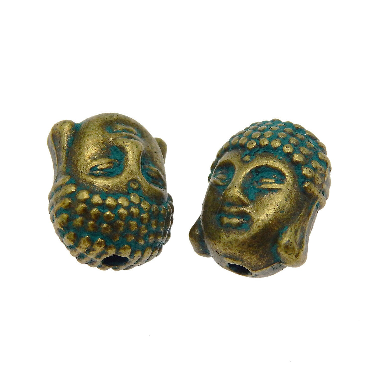 15 Retro Patina Buddha Head Loose Spacer Bead for Bracelet Necklace Craft 11x8mm