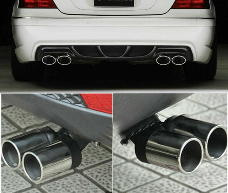 Stainless Steel Bend Car Exhaust Pipe Chrome Muffler Tip Tails Y-Pipe Dual Pipes