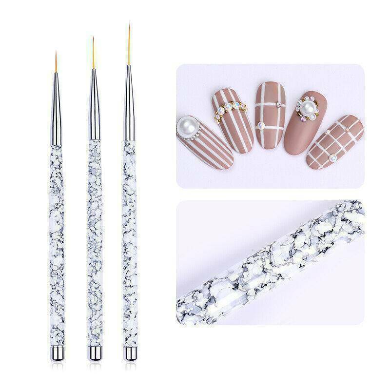 3-Types Marble Nail Art Brush UV Gel Paint Drawing Line Pen Liner Thin Brushes..