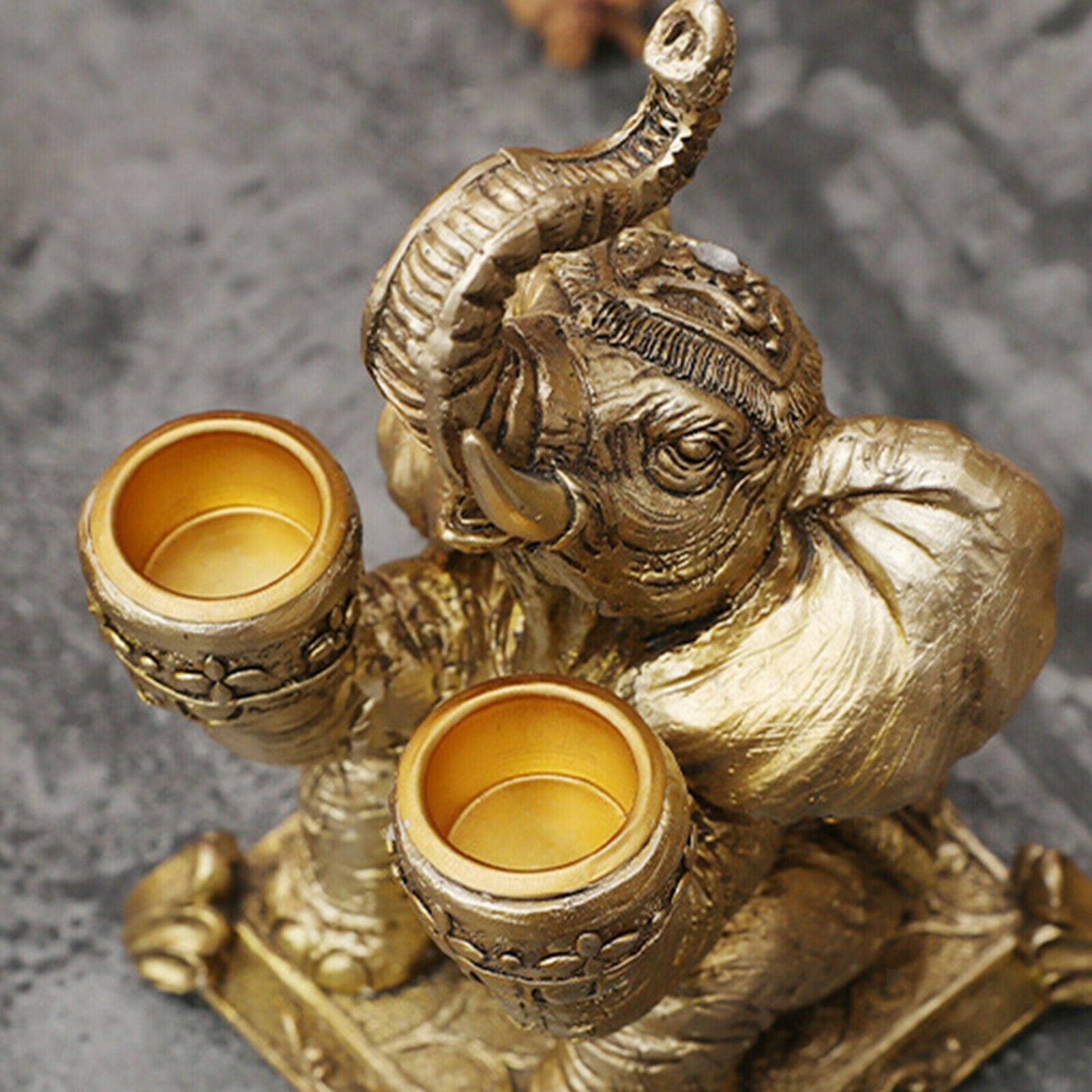 Elephant Shape Double Slot Taper Candle Holders Candlestick Bathroom Decor