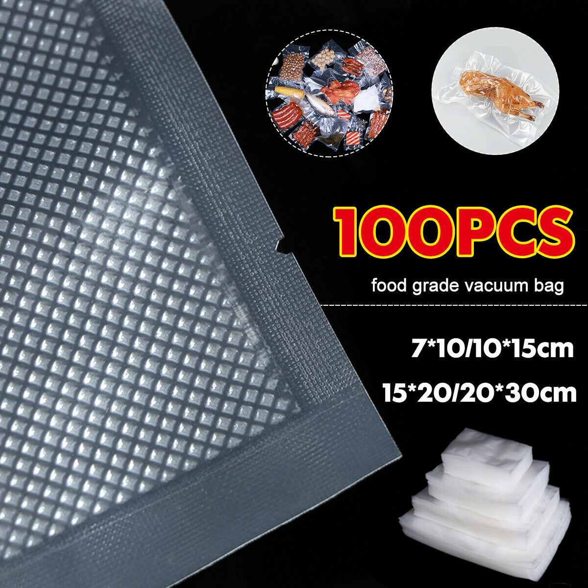 20*30 CM 100PCS Food Grade Vacuum Bag Vacuum Food Sealer Machine Bags   ï¼D @
