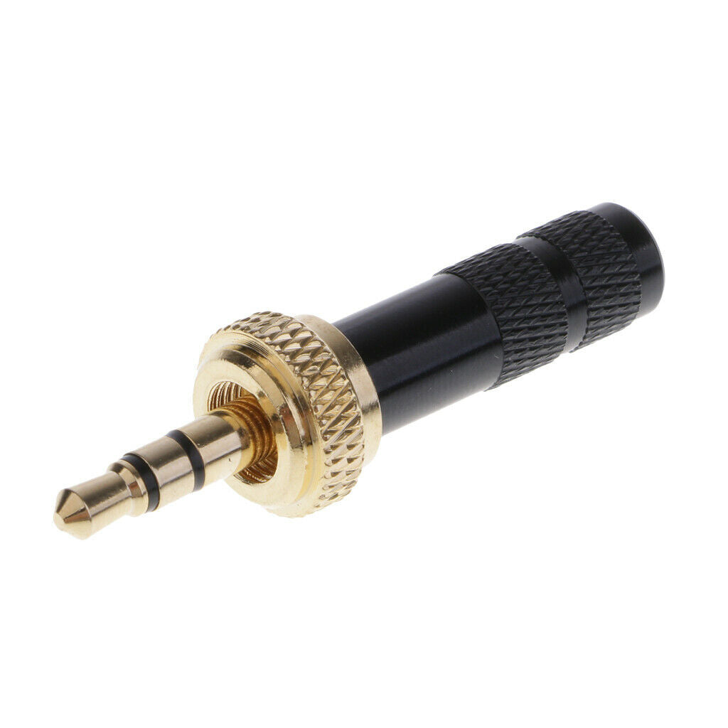 3.5mm Screw Lock Stereo Jack Male Plug Metal Audio Solder Adapter black