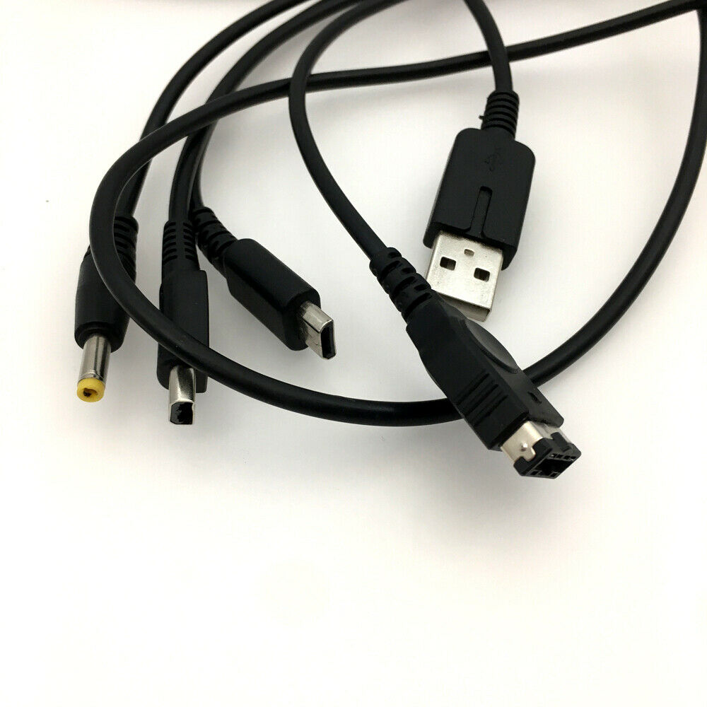 UK Adapter+4 in 1 Charger USB Cable Multi Function for NDSL NDSi 3ds PSP GBA SP