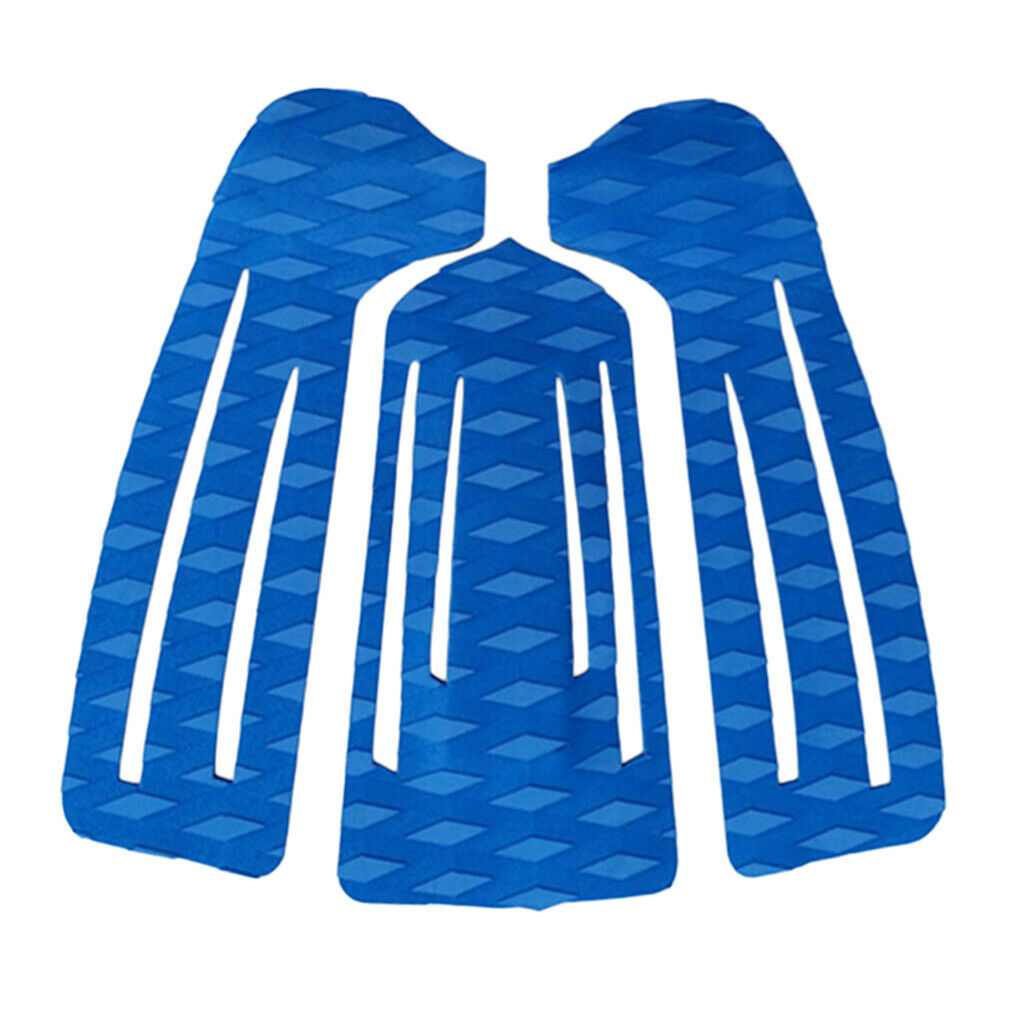 3Pcs Surfboard Surf   Paddleboard Traction Pad Tail Pad Deck Grips Blue