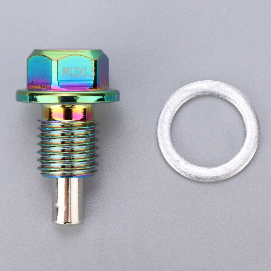 Aluminum Magnetic Engine Oil Pan Drain Bolt Screw w Gasket M12x1.5+M16x1.5