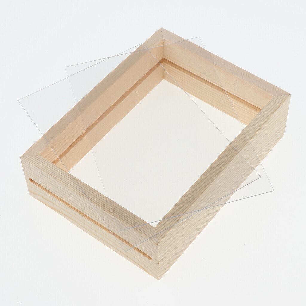 3x Transparent Single Picture Frame Wood Frame Decor With Glass Cover 5/7/10''