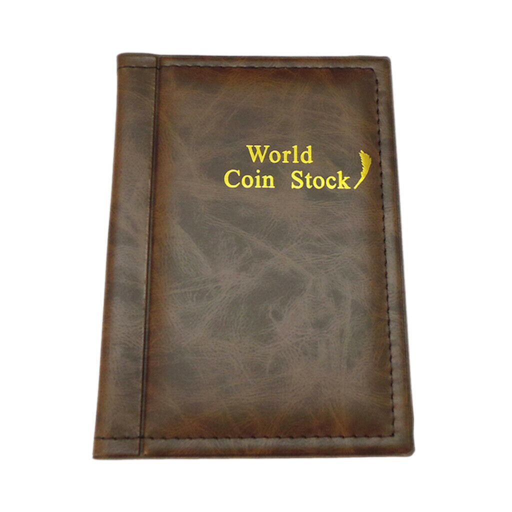 120 Coin Holder Collector Storage Money Pocket PU Leather Album Book Brown