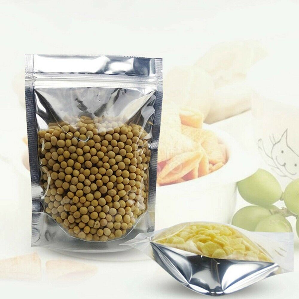 50X Resealable Mylar Bags Food Storage Bags Smell Proof Aluminum Foil Pouch Bags