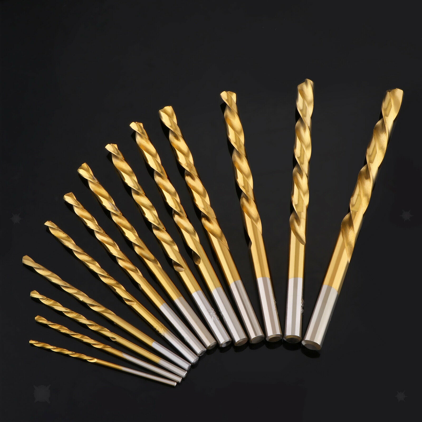 13 Pcs HSS Titanium Twist Drill Bit Set - Straight Shank High Speed Steel for