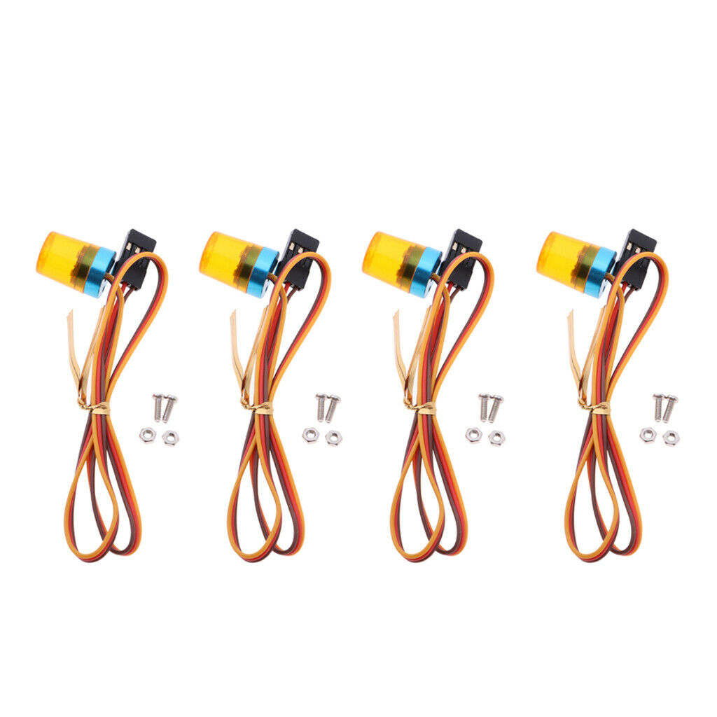 4Pieces 1/10 RC Car Police Warning Light 360 Degree Rotatable LED Strobe Light