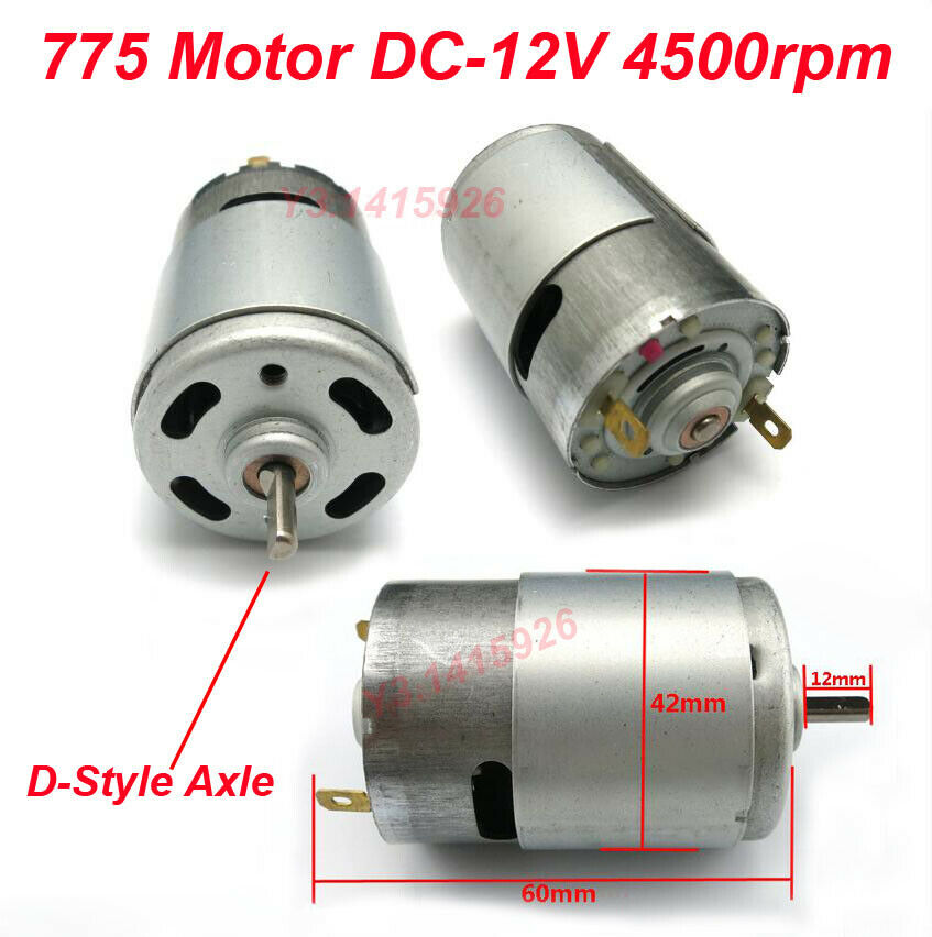 DC 12V 4500RPM 775 Motor Oblate D-Style Axle  Mini Generator High Torque Motor