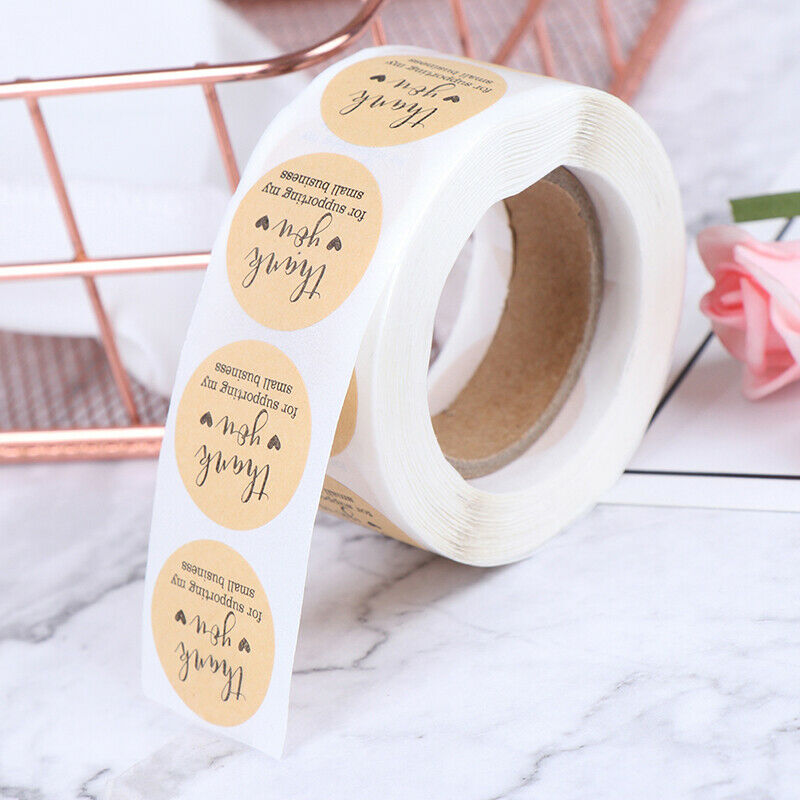 500PCs/roll Handmade Thank You Stickers Paper Label  Round Stationery Dec.l8