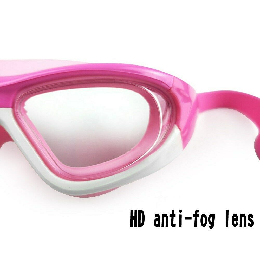Children Swimming Goggles HD Waterproof Anti-fog Silicone Strap PC Lens Red CA