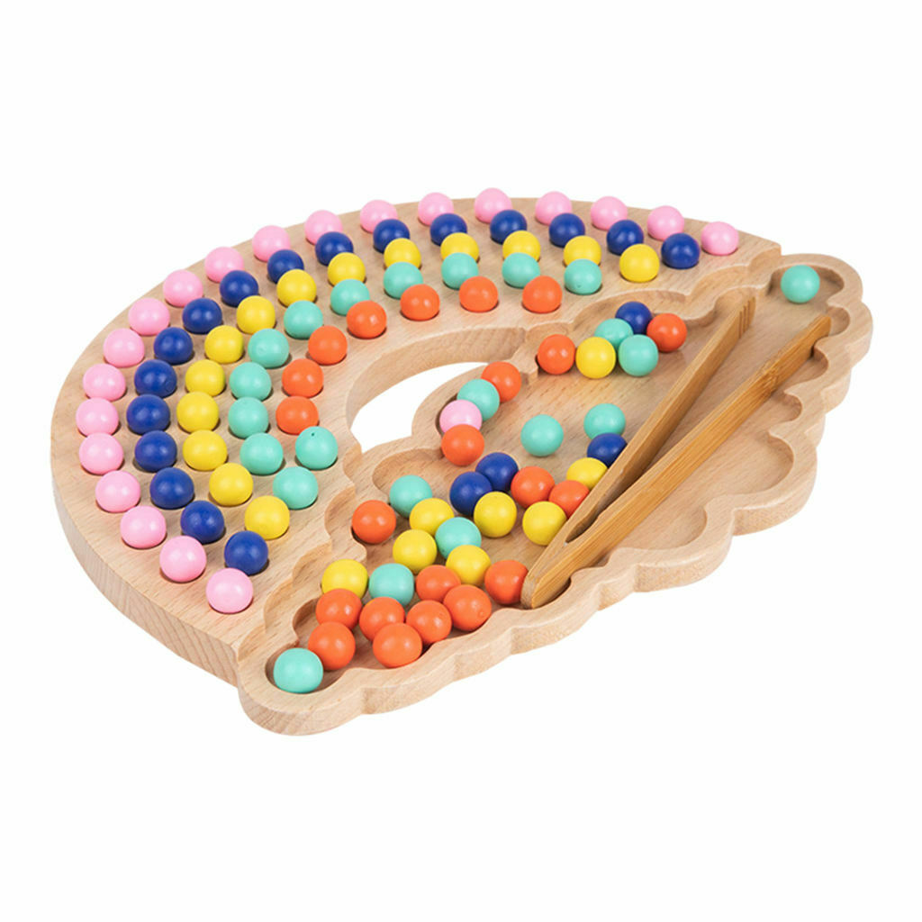 Kids Wooden Toys Educational Clip Beads Puzzle Color Sorting Party Games
