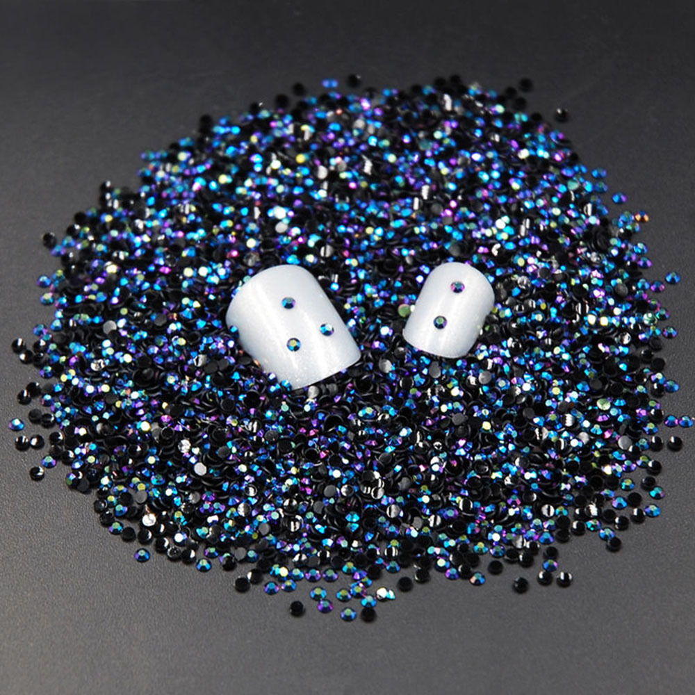 2000PCS 2mm Round AB Rhinestone Nail Art Glitter Acrylic Crystal Decorations Tip
