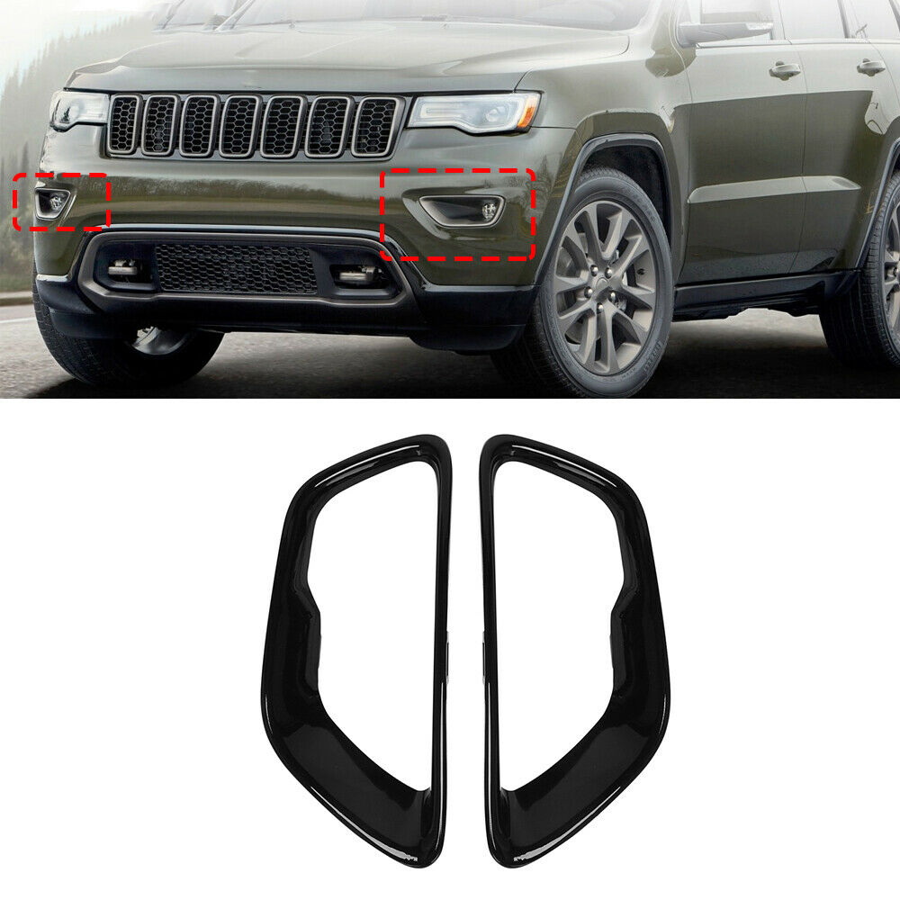 Black Car Fog Light Cover Lamp Frame Accessories For Jeep Grand Cherokee 2017-21