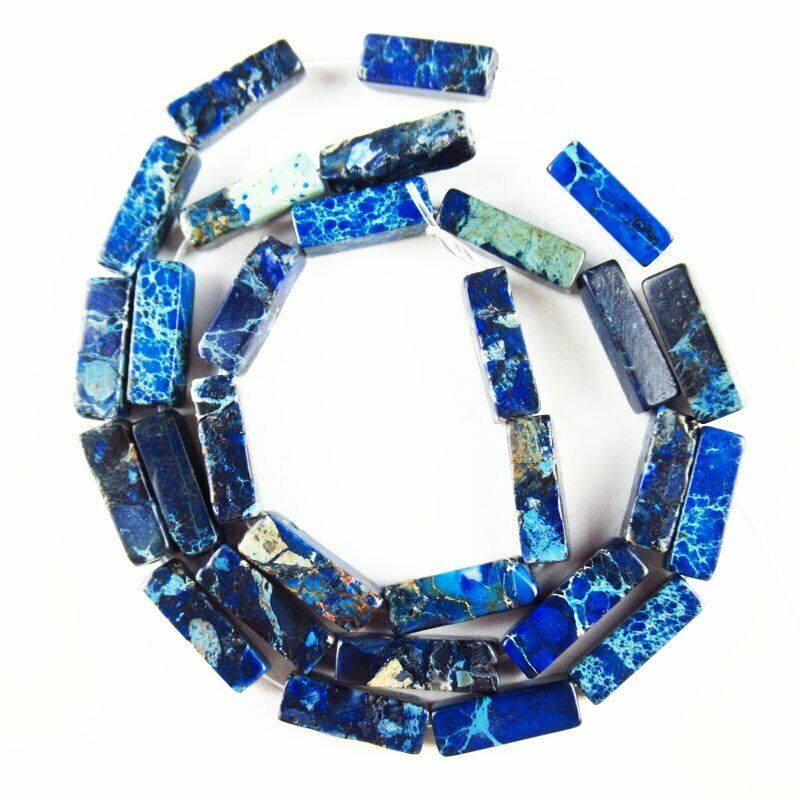 14x4mm Royal Blue Man-made Sea Sediment Jasper Oblong Loose Bead 15.5 " 587DHS