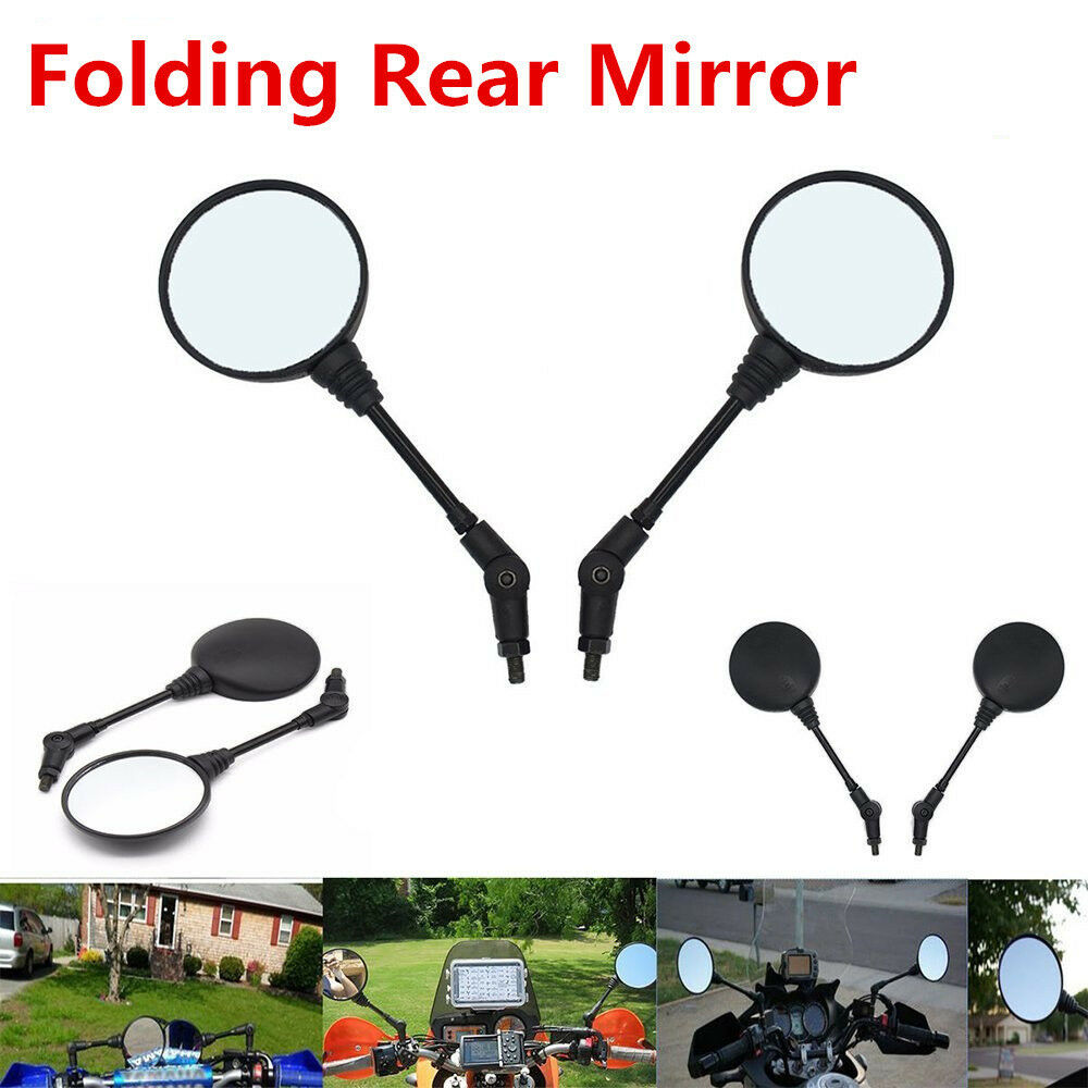 10mm Thread Mirror Folding Foldable Rear View Side Mirror Round for Motorcycle