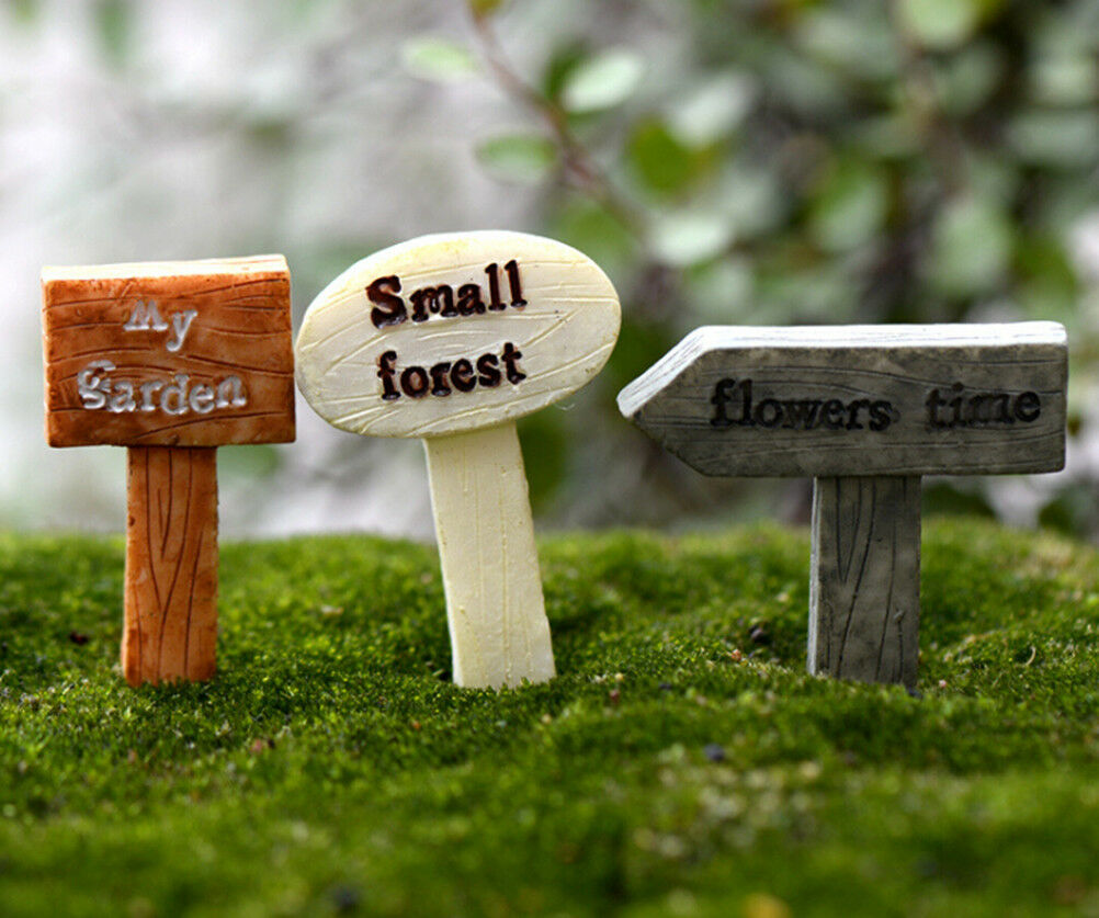 3Pcs Mini Garden Signboard Moss Terrarium Micro Landscape Home Decorat.l8