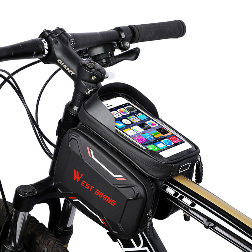 Moutain Bike Frame Bag Pouch Bike Bicycle Frame Front Tube Bag Black+Green