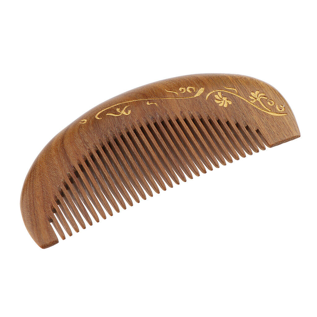 Wide Tooth Natural Wooden Hair Comb Anti-static Massage Detangler Comb Half Moon