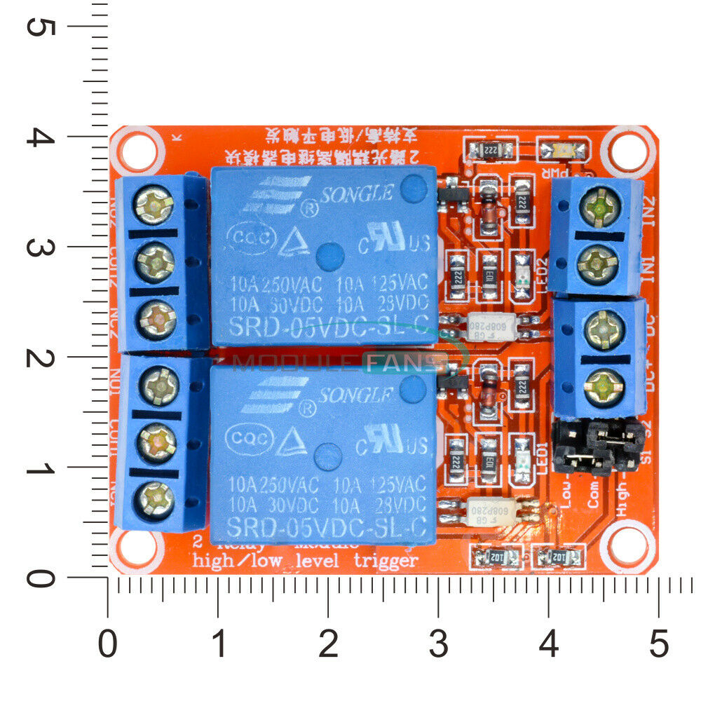 5V 2-Channel Relay Module With Optocoupler Support High and Low Level Trigger