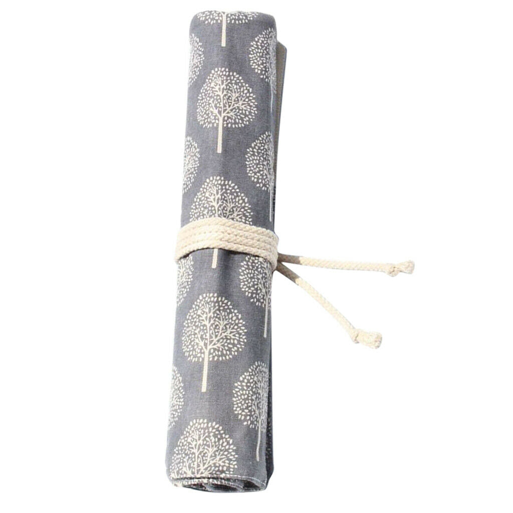 20 Slots Canvas Wrap Roll up Paint Brushes Case Cosmetic Bag Storage Pouch