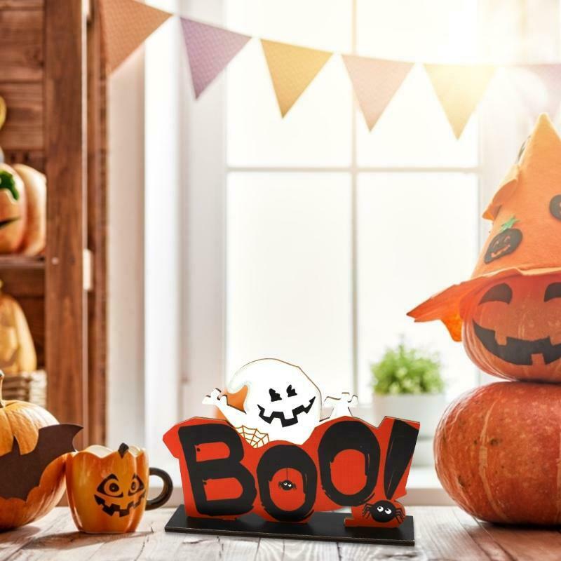 Halloween BOO Ghost Wooden Desktop Ornaments Creative Decor for Home Indoor