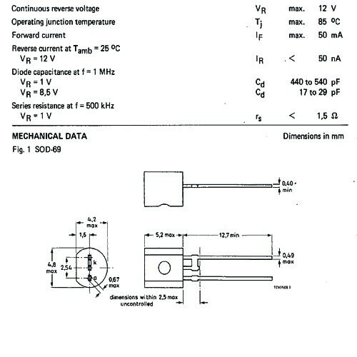 [10pcs] BB112 17-470pF Varicap Diode SOD69 BULK