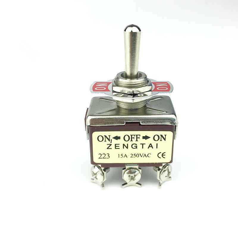 1PCS Toggle Switch 12mm Mounting Thread 6 Pins ON-OFF-ON Momentary AC 250V 15A