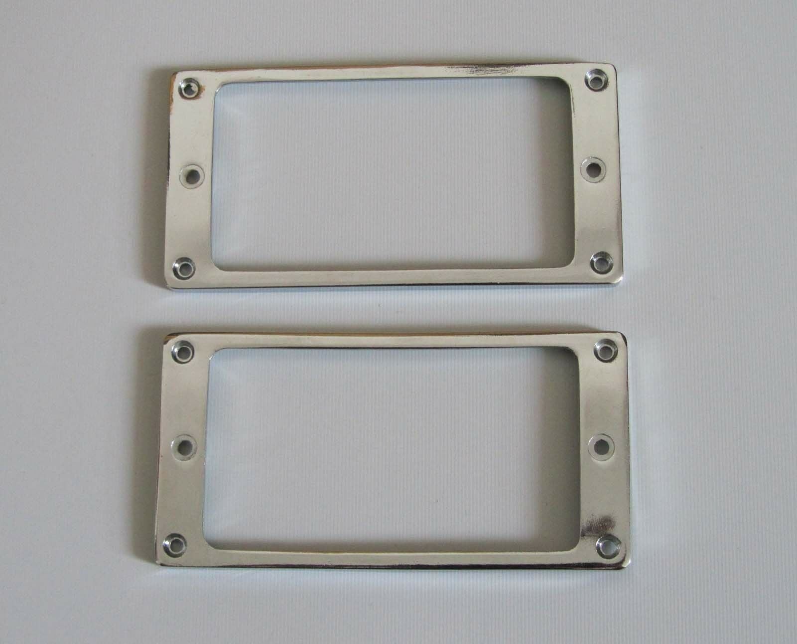 2x Chrome Metal Flat Bottom Humbucker Guitar Pickup Ring Pickup Frames