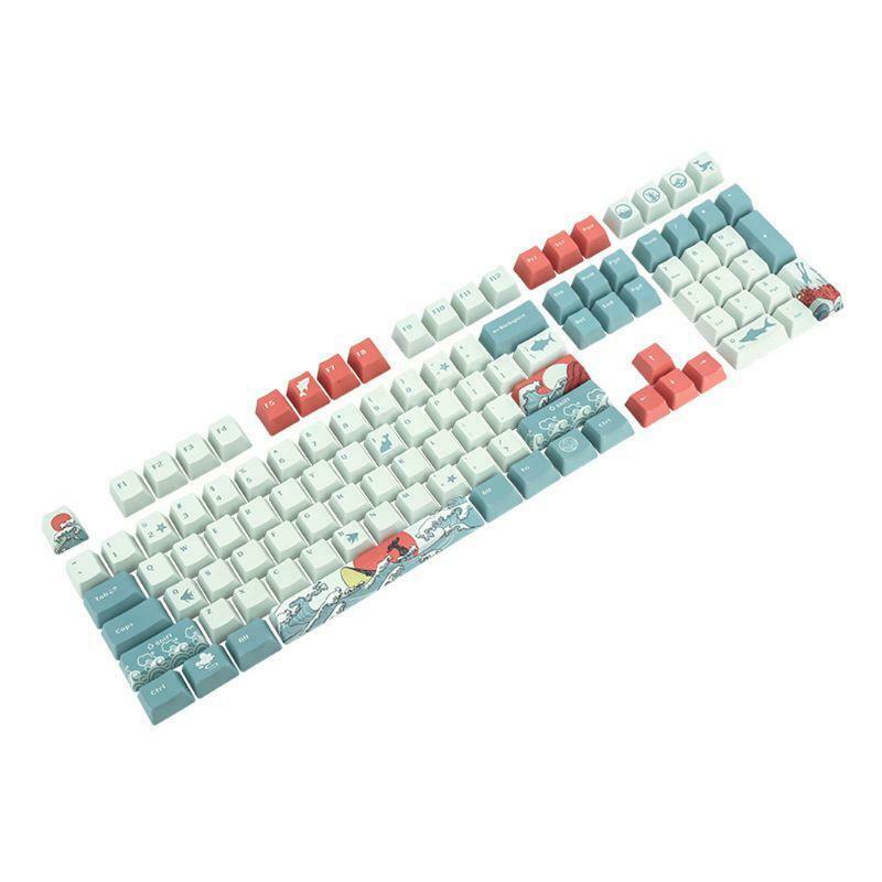 5 Sides Dye-Sublimation 108 Ukiyo-e Sea Waves Keycap Mechanical Keyboard Keycaps