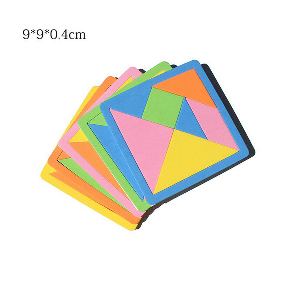 7 Piece Rainbow Color EVA Tangram DIY Foam Brain Puzzle Kids Educational T.l8