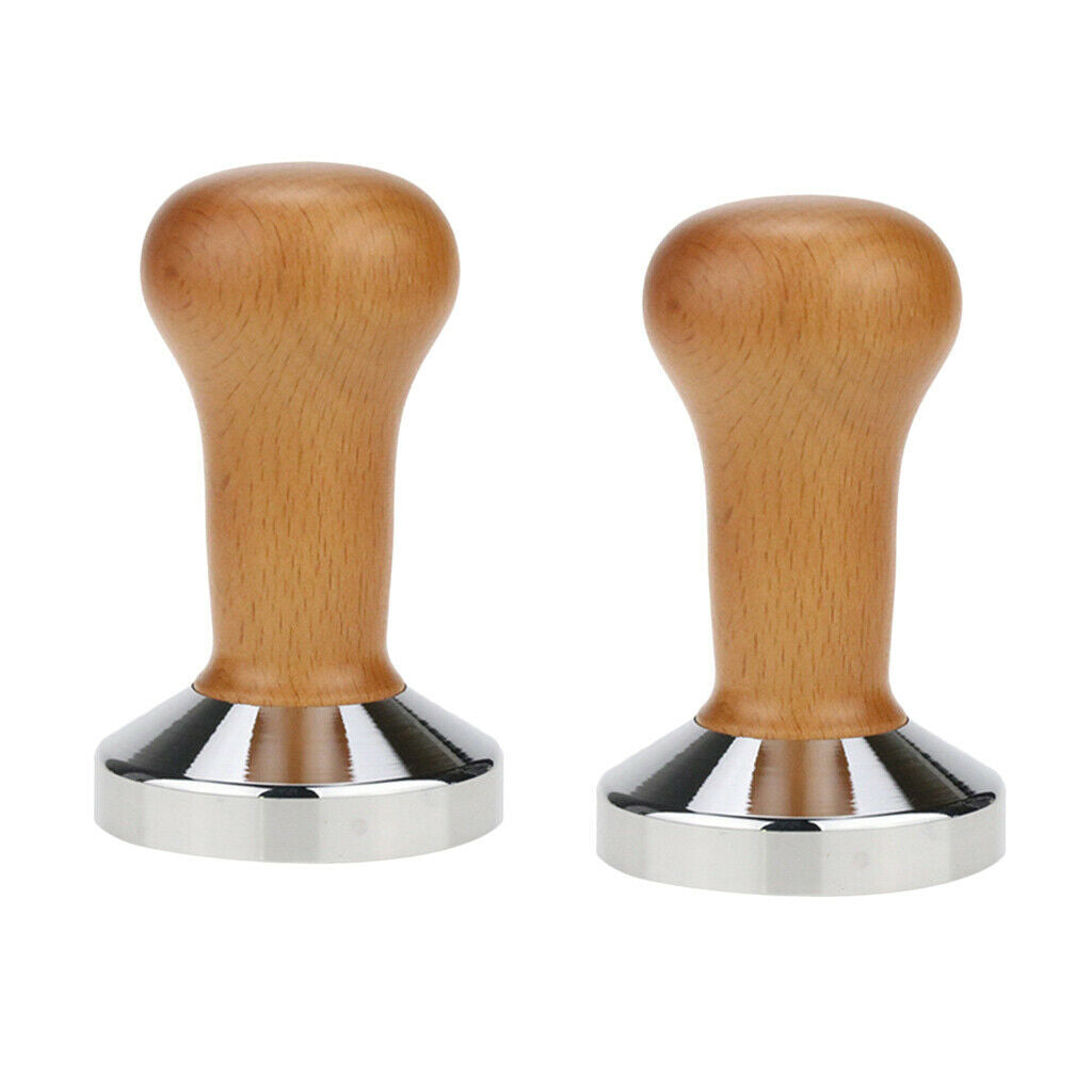 2pcs Coffee Bean Tamper Barista Pressing Tool w/ Wodoen Handle Easy to Clean
