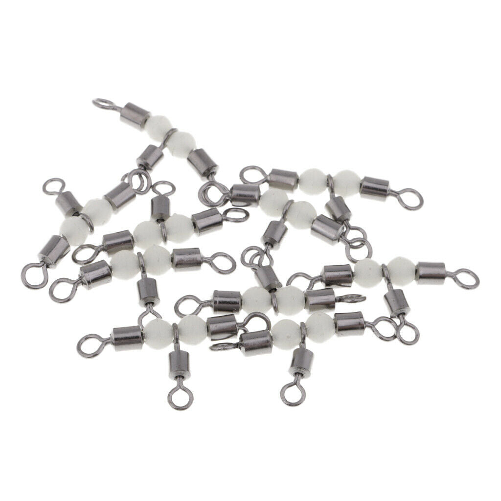 20pcs Durable 3-Way Swivels Connectors with Glow Bead T-shape Swivels Rolling
