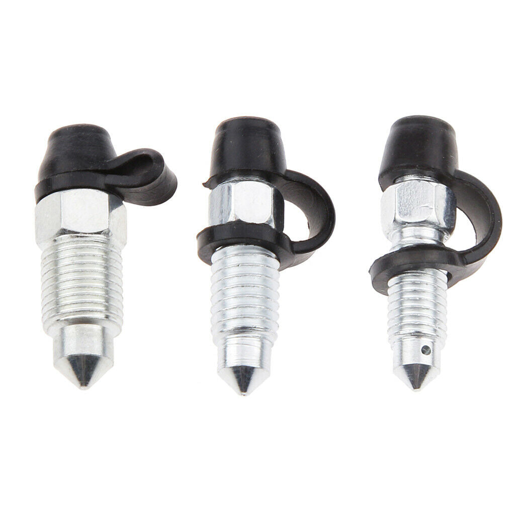 3x Steel Motorbike Motorcycle Refit Braking Calliper Nipple Screw Rubber Cap