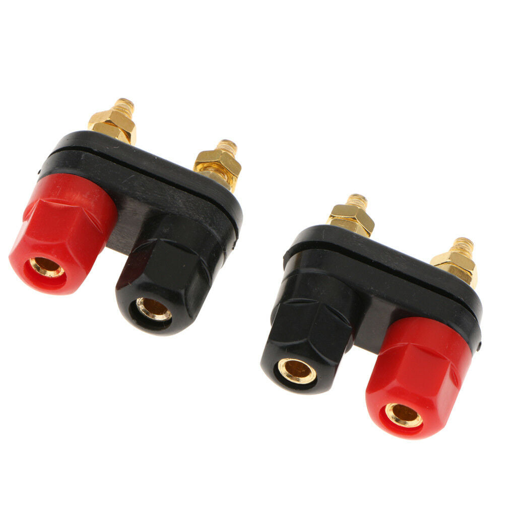 2 x Dual Banana Plug Connector Terminal Binding Post for Speaker Amplifier